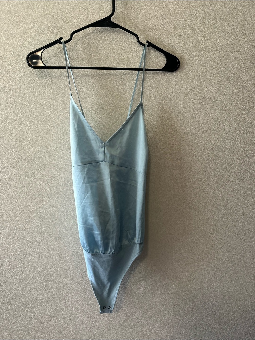 NWT Abercrombie and Fitch light blue satin bodysuit cowl back size XS 645841229